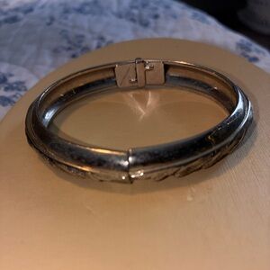 Vintage Whiting & Davis silver tone etched cuff bracelet